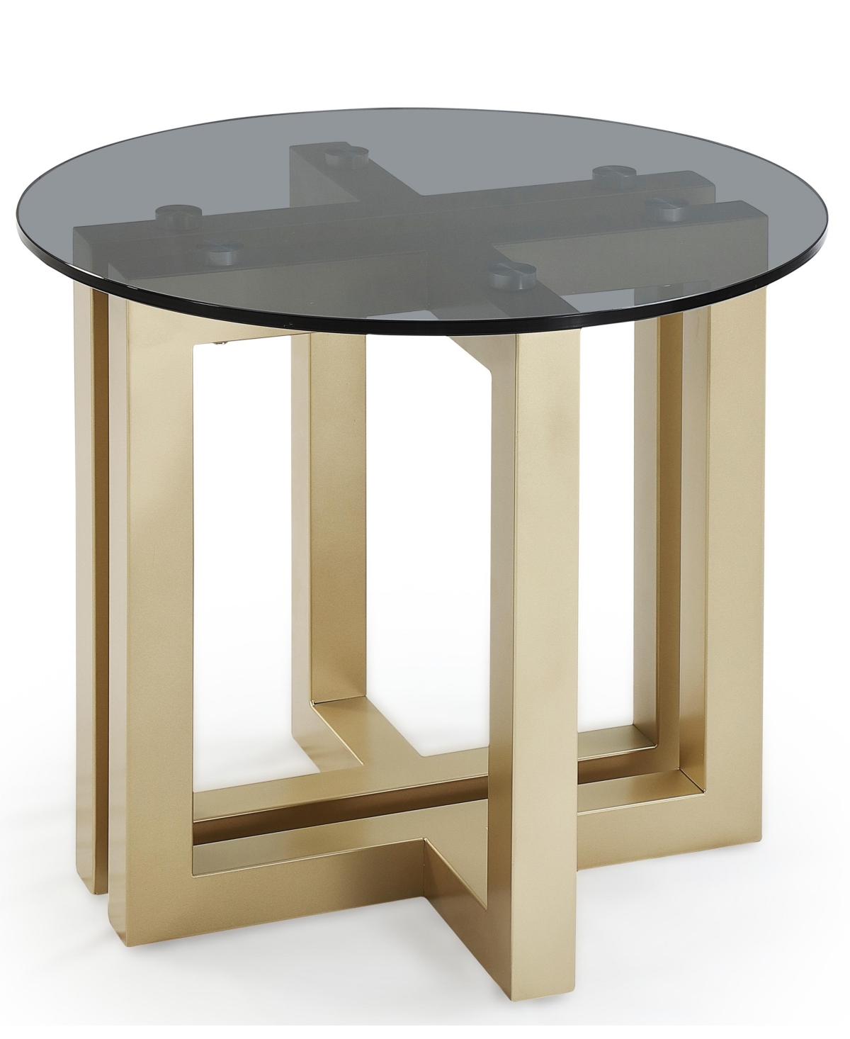 Macy's Emila 24" Round Glass Mix And Match End Table In Smoked Glass,champagne
