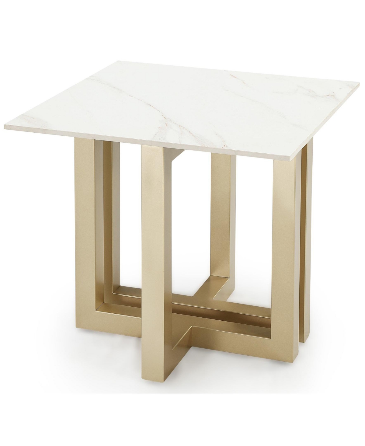 Macy's Emila 24" Square Sintered Stone Mix And Match End Table In Stone White,champagne