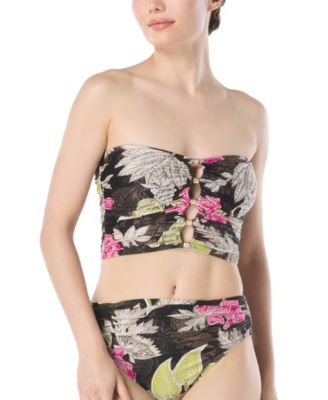 Womens Printed Beaded Midkini Top Bottoms