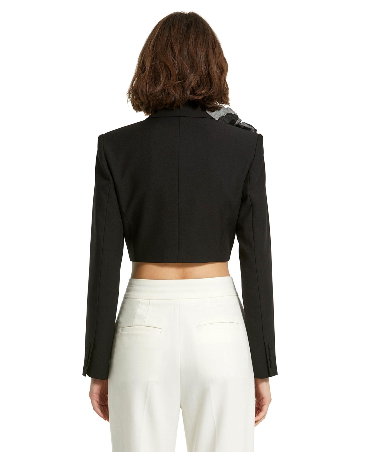 Mac Duggal Women's Cropped Crepe Tailored Blazer