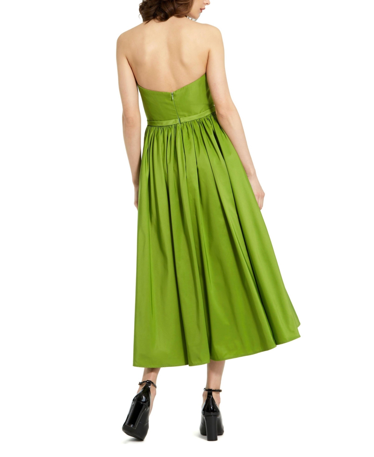Mac Duggal Women's Faille Strapless A Line Midi Dress With 3D Rose