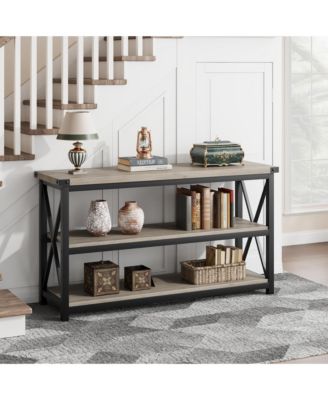 3 Tier Console Table, 47.2" Narrow Entryway Table with Storage