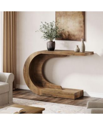   43.3"   Engineered Wood   C-Shaped, Mid-Century Modern, Compact, Heavy-Duty   Console Table
