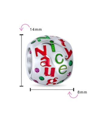 Naughty Nice Christmas Charm Bead Crystal Spacer for Bracelet