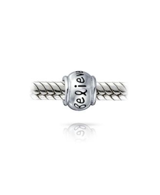 Hope Believe Survivor Message Charm Bead Sterling Silver Bracelet