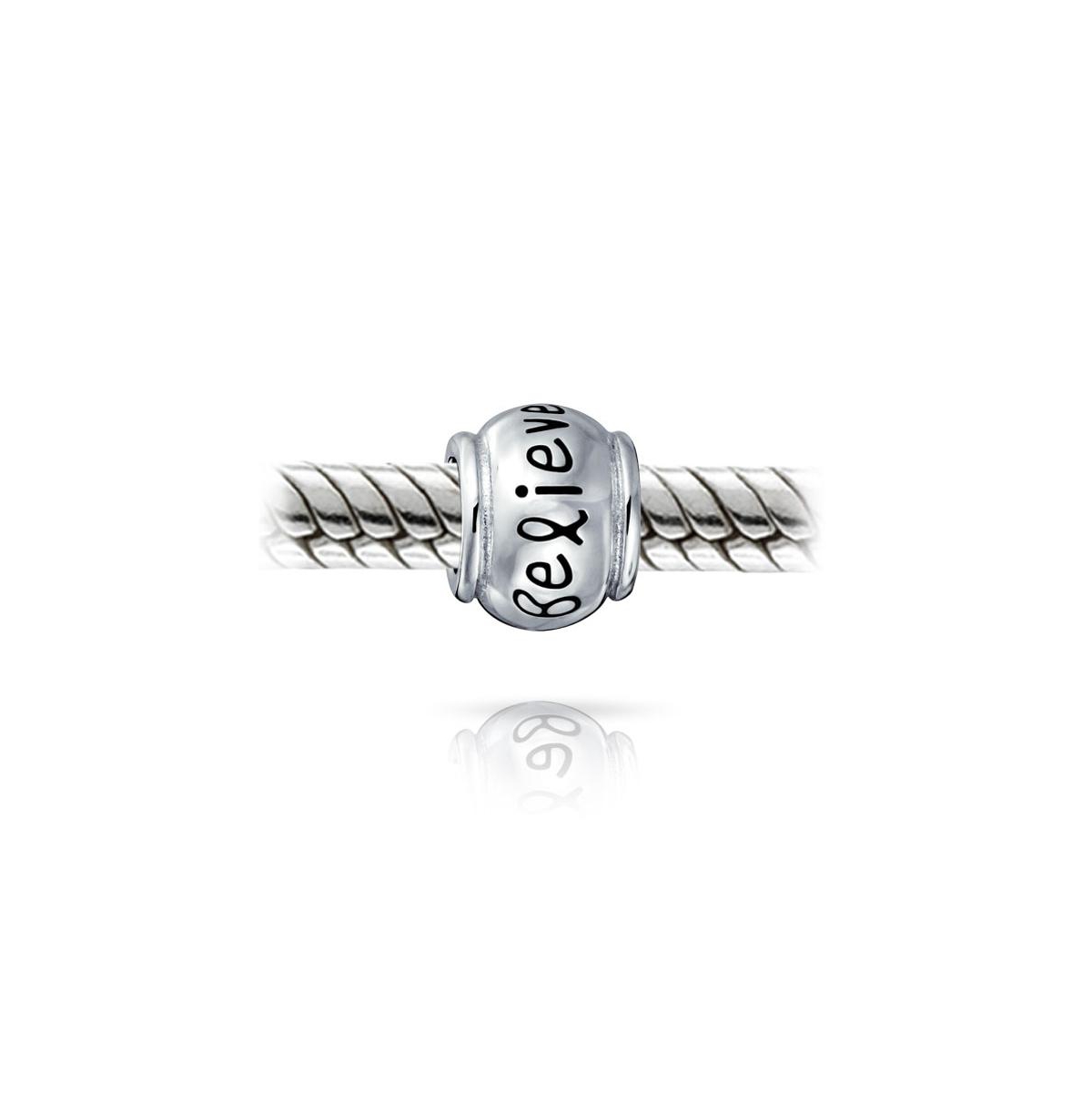 Bling Jewelry Hope Believe Survivor Message Charm Bead Sterlingfor Bracelet - Silver
