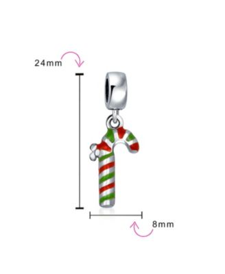 Christmas Charm Bead Red Green Peppermint Candy Cane Dangle for Bracelet