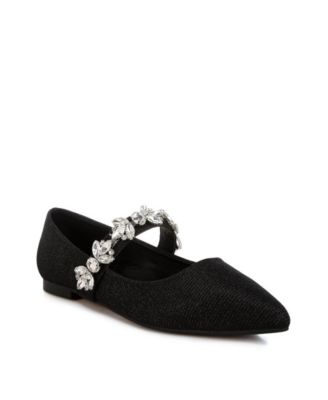 Womens Flavia Diamante Brooch Glitter Ballerinas