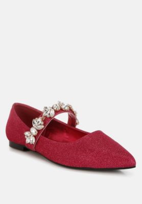 Rag and Co Womens Flavia Diamante Brooch Glitter Ballerinas