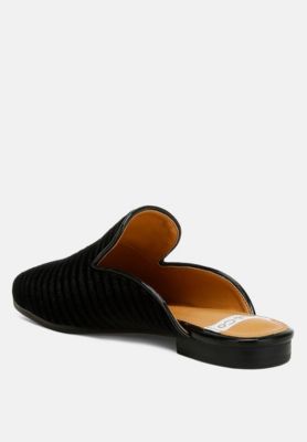 Womens Ouzini Velvet Textured Slip On Mules