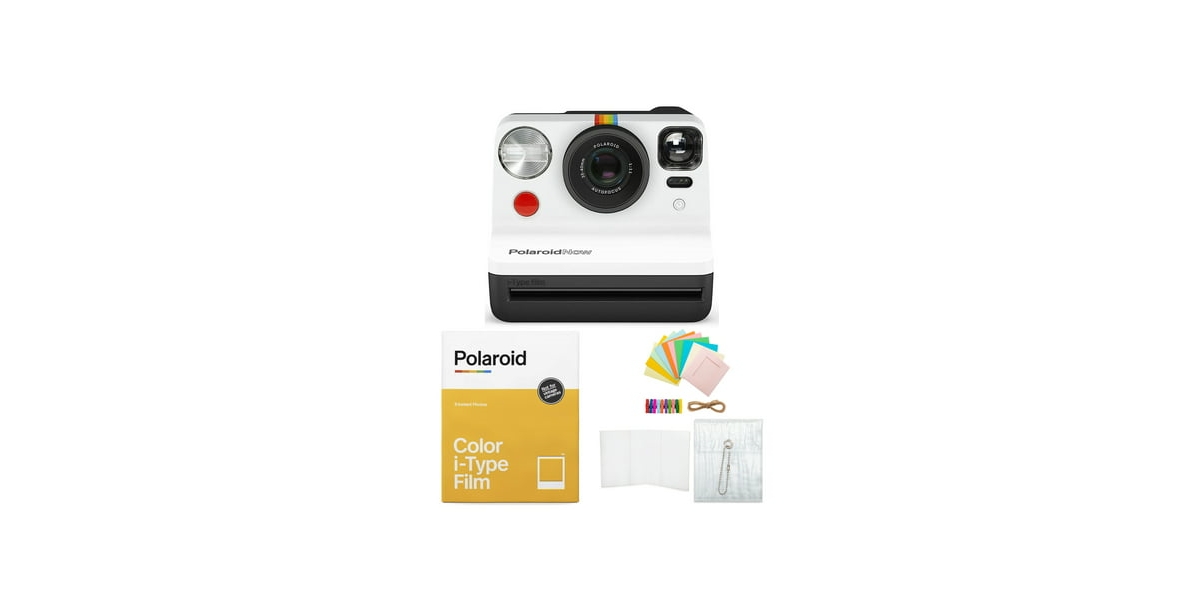 Polaroid Originals Now i-Type Instant Film Camera (Black and Bundle - White