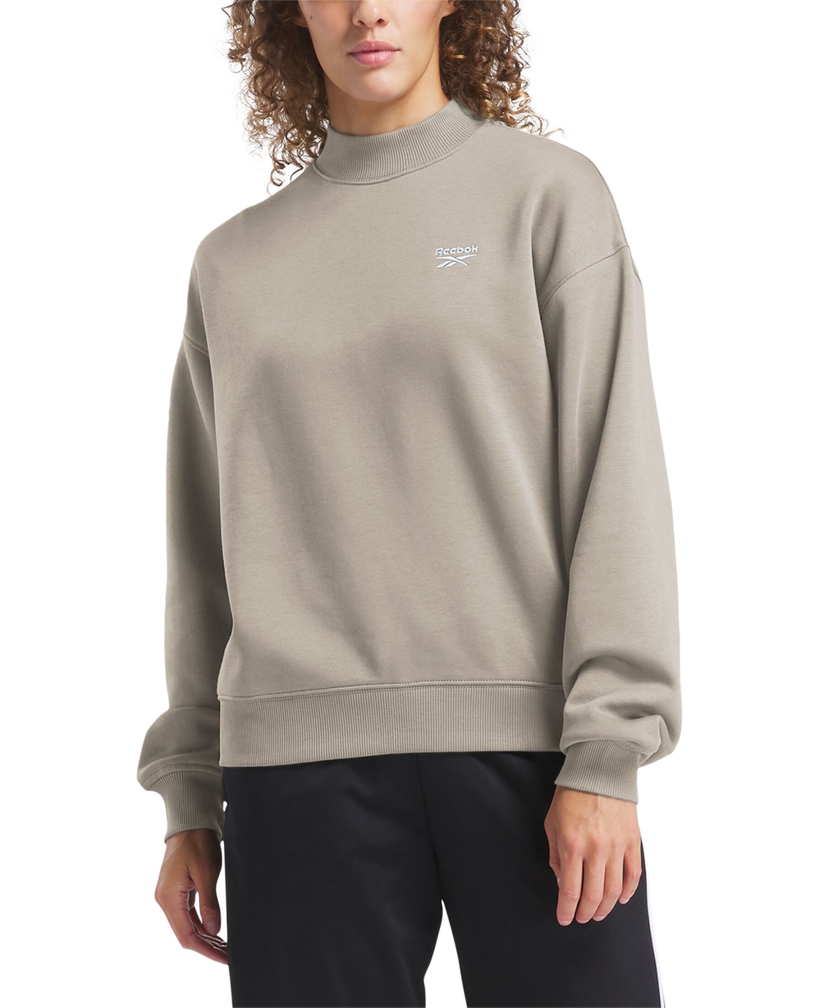 Reebok Women's Identity Cotton Fleece Mock Neck Sweatshirt
