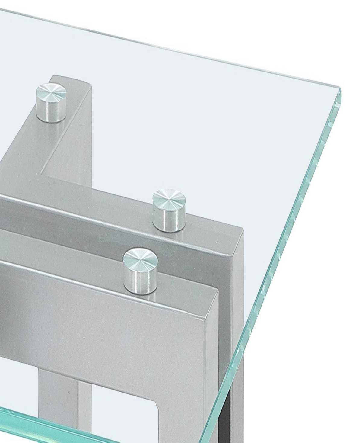 Macy's Emila 24" Square Glass Mix And Match End Table In Clear Glass,silver Sky