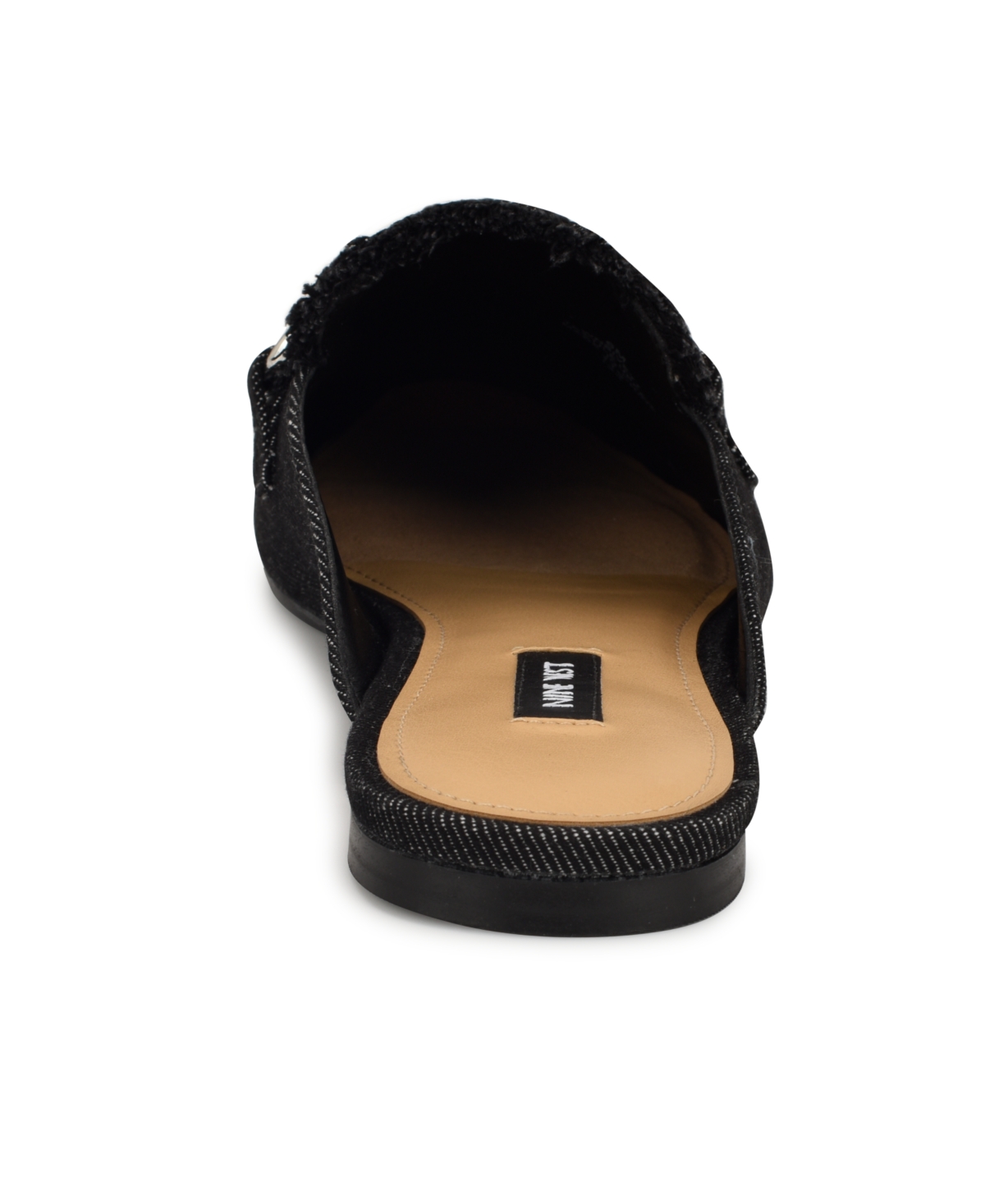 Shop Nine West Women's Bivey Frayed Slip-on Mules In Black Denim