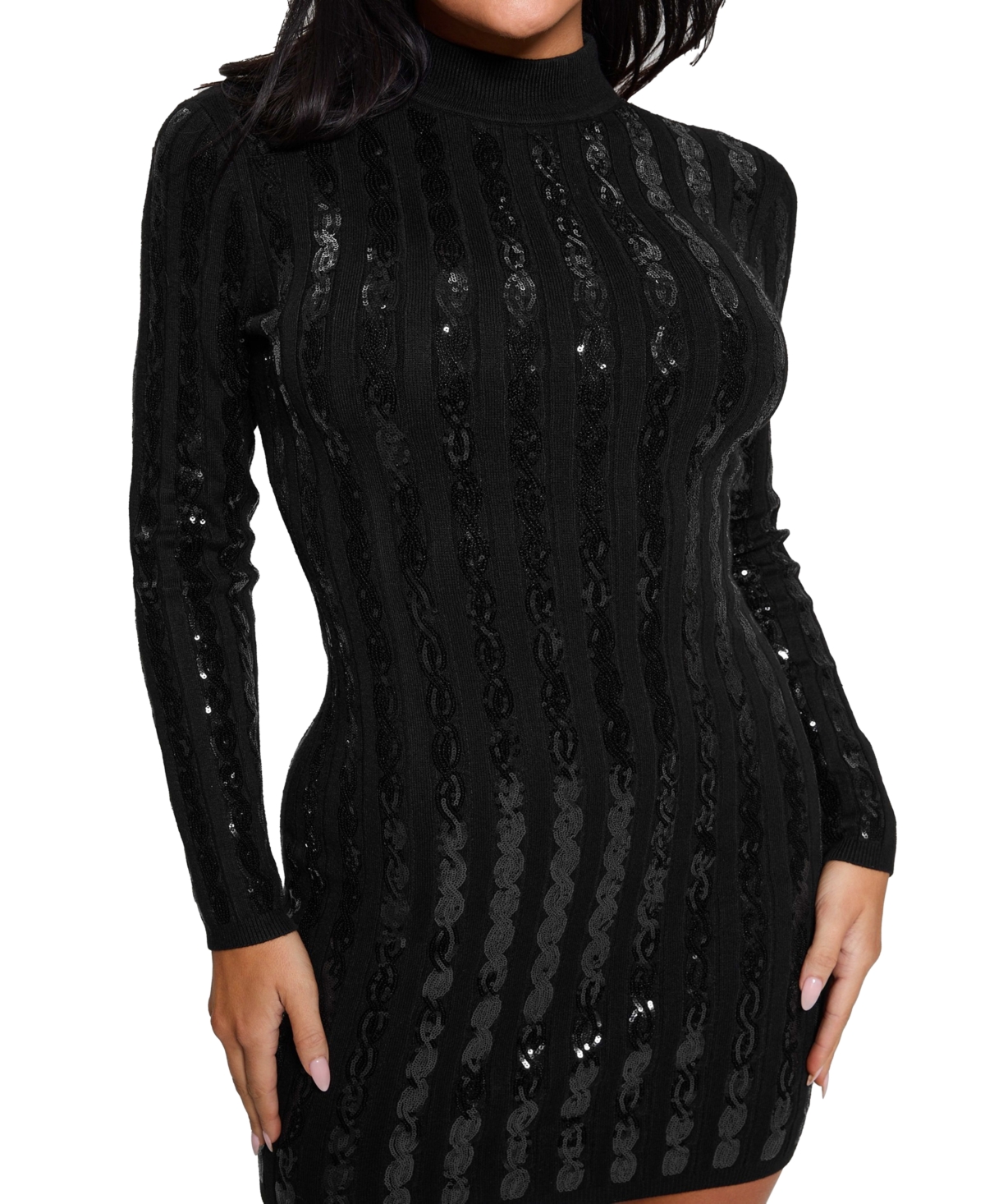 GUESS WOMEN'S BAILEY SEQUINED OPEN-BACK BODYCON SWEATER DRESS 