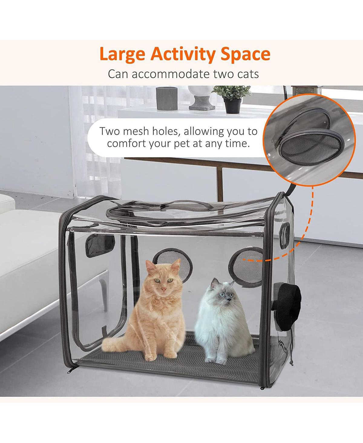 Slickblue Foldable Pet Dryer Cage Transparent Pvc Drying Box for Cats and Dogs, Hands-Free Design - Clear