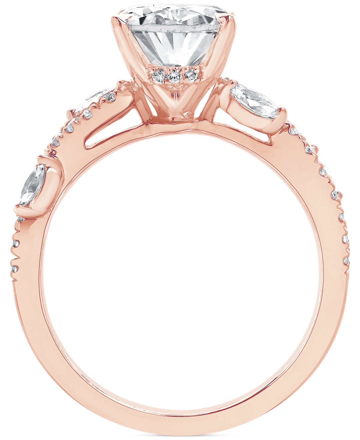 Badgley Mischka Igi Certified Lab Grown Diamond Oval Engagement Ring (3-1/5 Ct. T.w.) In 14k Yellow, White Or Rose G In Rose Gold