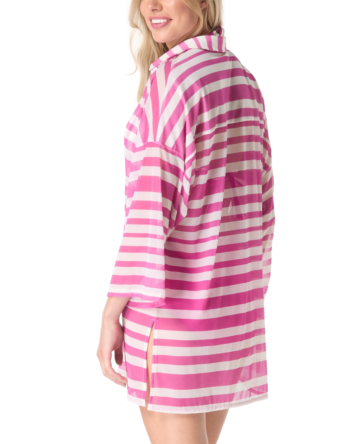 Coco Reef Women's Divinity Striped Button-front Cover-up Shirt In Pink