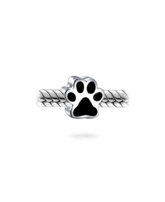 Black Paw Print Charm Bead Pet Lovers Bracelet
