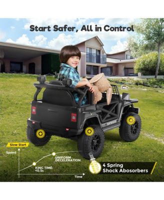 12V 7AH Kids Ride on Truck, Electric Ride on Car Toy Battery Powered Truck Vehicle w/ Remote Control, bluetooth, Spring Suspension, MP3 Player & LED Lights, 3 Speeds