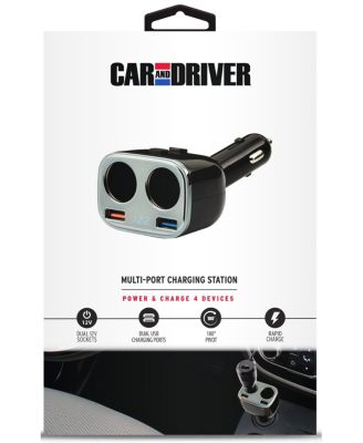 4-Port Car Charging Station with USB and 12V Ports