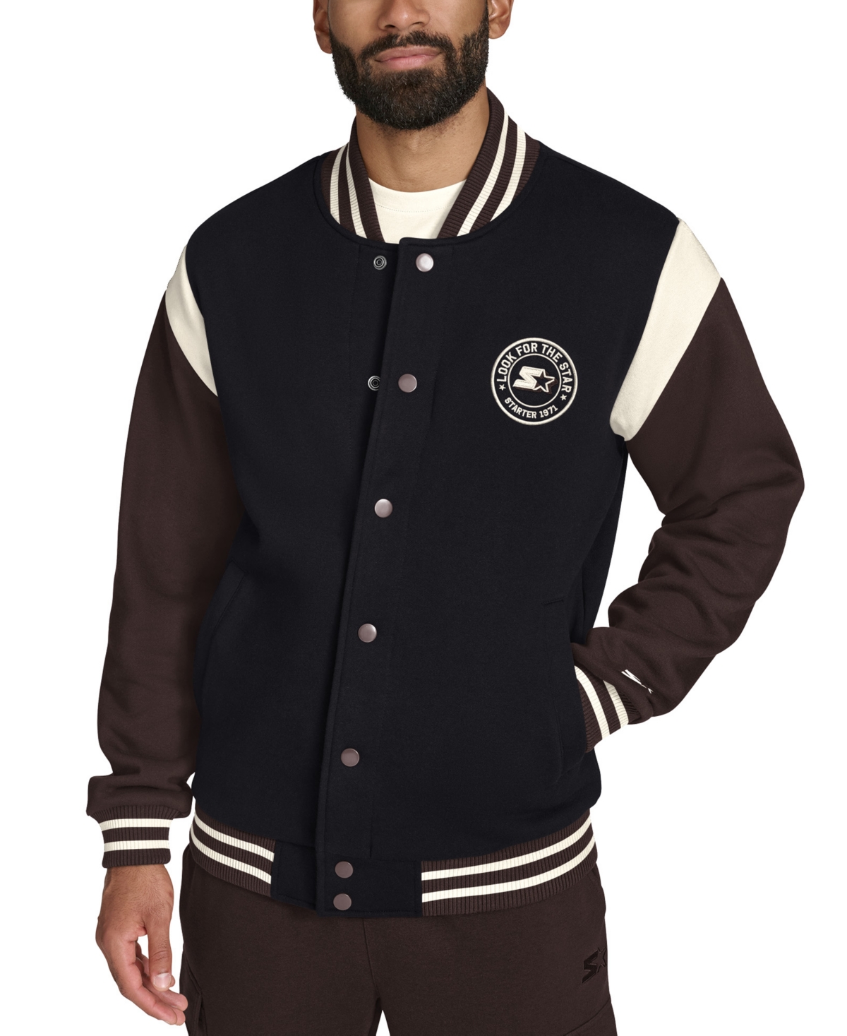 Men's Heavyweight Fleece Varsity Jacket In Bracken