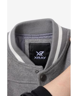 Boy's Wool Varsity Bomber Jacket With Grainy PU Sleeves