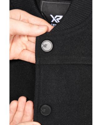 Boy's Wool Varsity Bomber Jacket With Grainy PU Sleeves