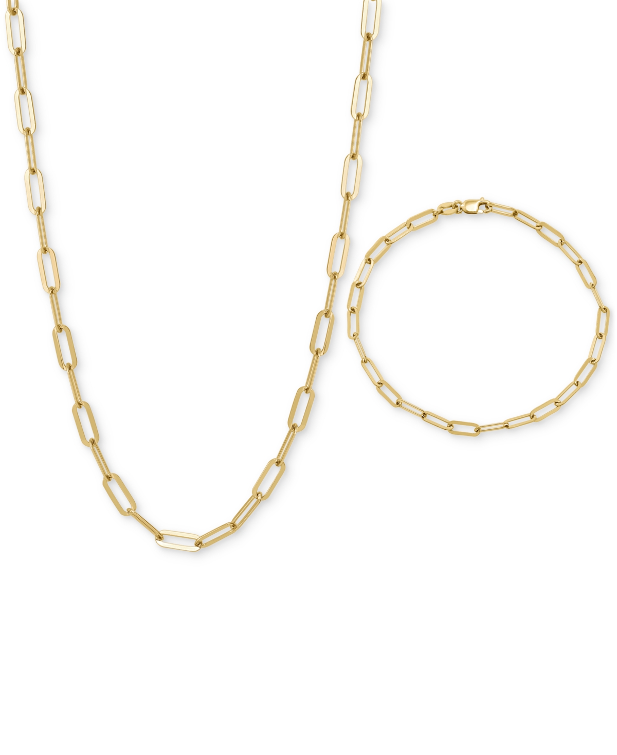 Giani Bernini 2-pc. Set Paperclip Link Chain Necklace & Matching Bracelet, Created For Macy's In Gold Over Silver