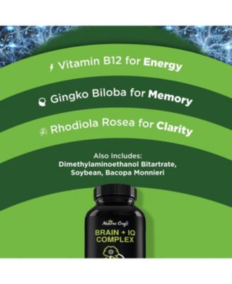Nootropic Memory Supplement for Brain Support + IQ, Memory Pills for Brain Boost & Natural Energy Booster Vitamin B12 Supplement, 30ct