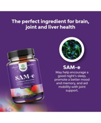 SAM-e 200 mg Capsules, S-Adenosyl Methionine Supplement for Natural Relaxing Mood Boost Brain Support and Liver Detox Cleanse, Nature's Craft, 60ct
