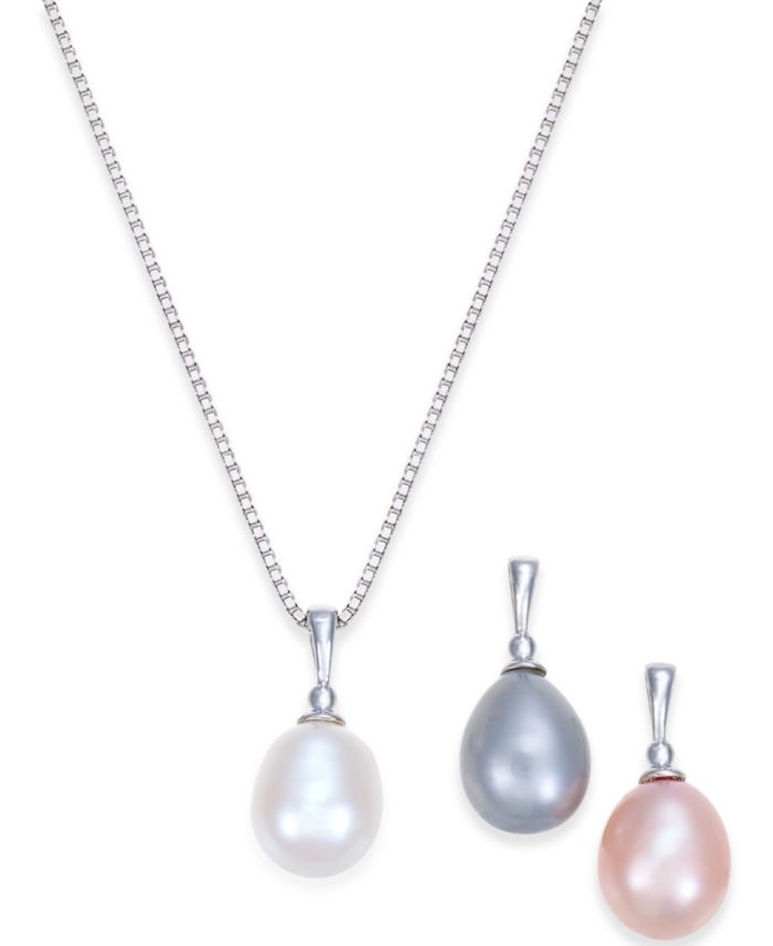 Cultured Freshwater Pearl (7-1/2-8mm) 3-Piece Interchangeable Pendant Set
