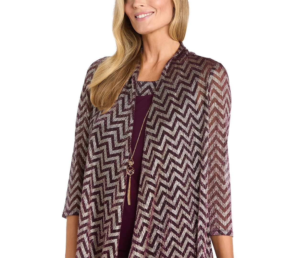 R & M Richards Women's 3-Pc. Jacket, Top & Pants Set -gold