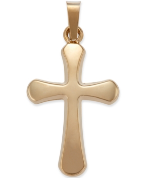 image of Rounded Cross Pendant in 14k Yellow Gold
