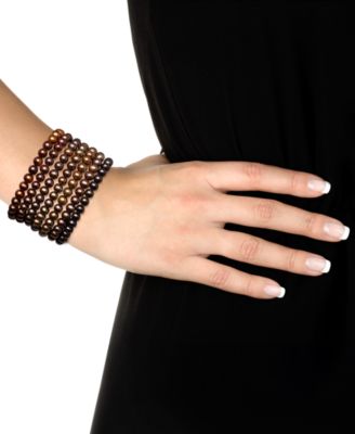 7-Pc. Set Dyed Chocolate Cultured Freshwater Baroque Pearl (6-7mm) Stretch Bracelets