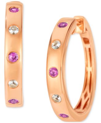 Anywear Everywear&reg; Blueberry Sapphire (1/6 ct. t.w.) & White Sapphire (1/10 ct. t.w.) Hoop Earrings in 14k Honey Gold