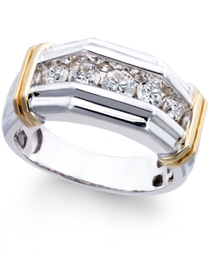 image of Men-s Diamond (1 ct. t.w.) Ring in 10k White and Yellow Gold
