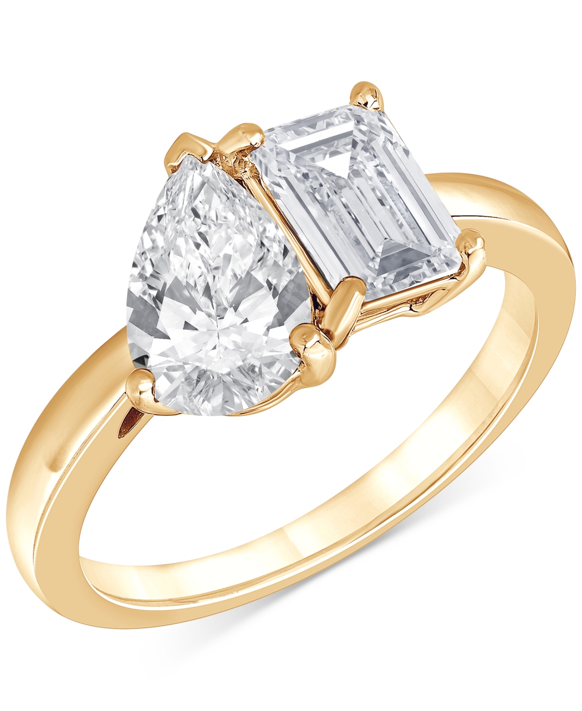 Badgley Mischka Igi Certified Lab Grown Diamond Two Stone Ring (3 ct. t.w.) in 14k White, Yellow or Rose Gold