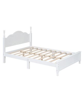 Full Size Wood Platform Bed Frame Retro Style Platform Bed with Wooden Slat Support