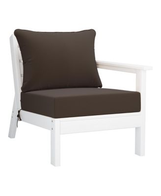 Outdoor Patio HDPE Right Arm Facing Sectional White Corner Club Chair with Patio Cushions