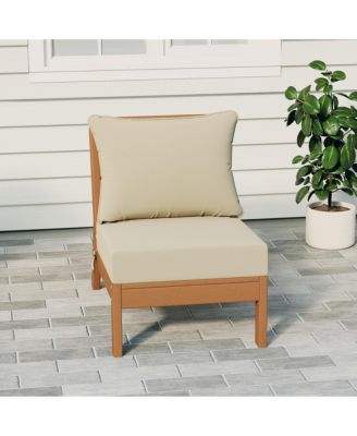 Outdoor HDPE Deep Seating Modular Armless Patio Teak Chair with Cushions