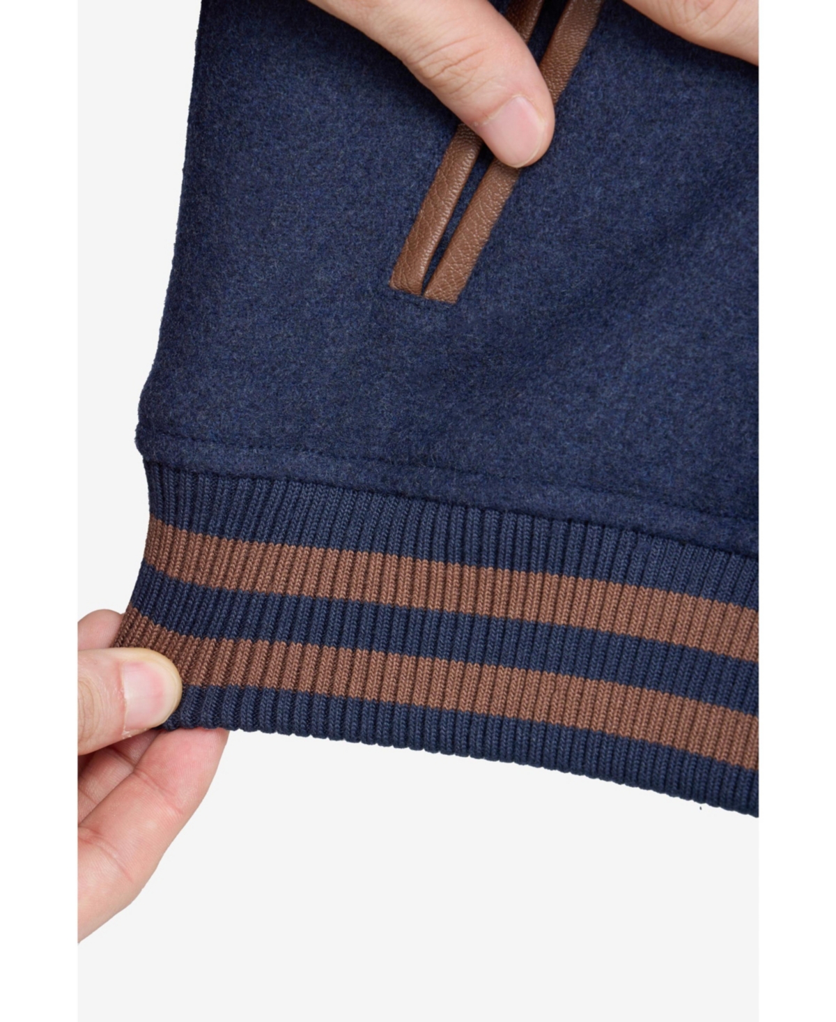 X Ray Boys Wool Varsity Bomber Jacket With Grainy Pu Sleevees -brown