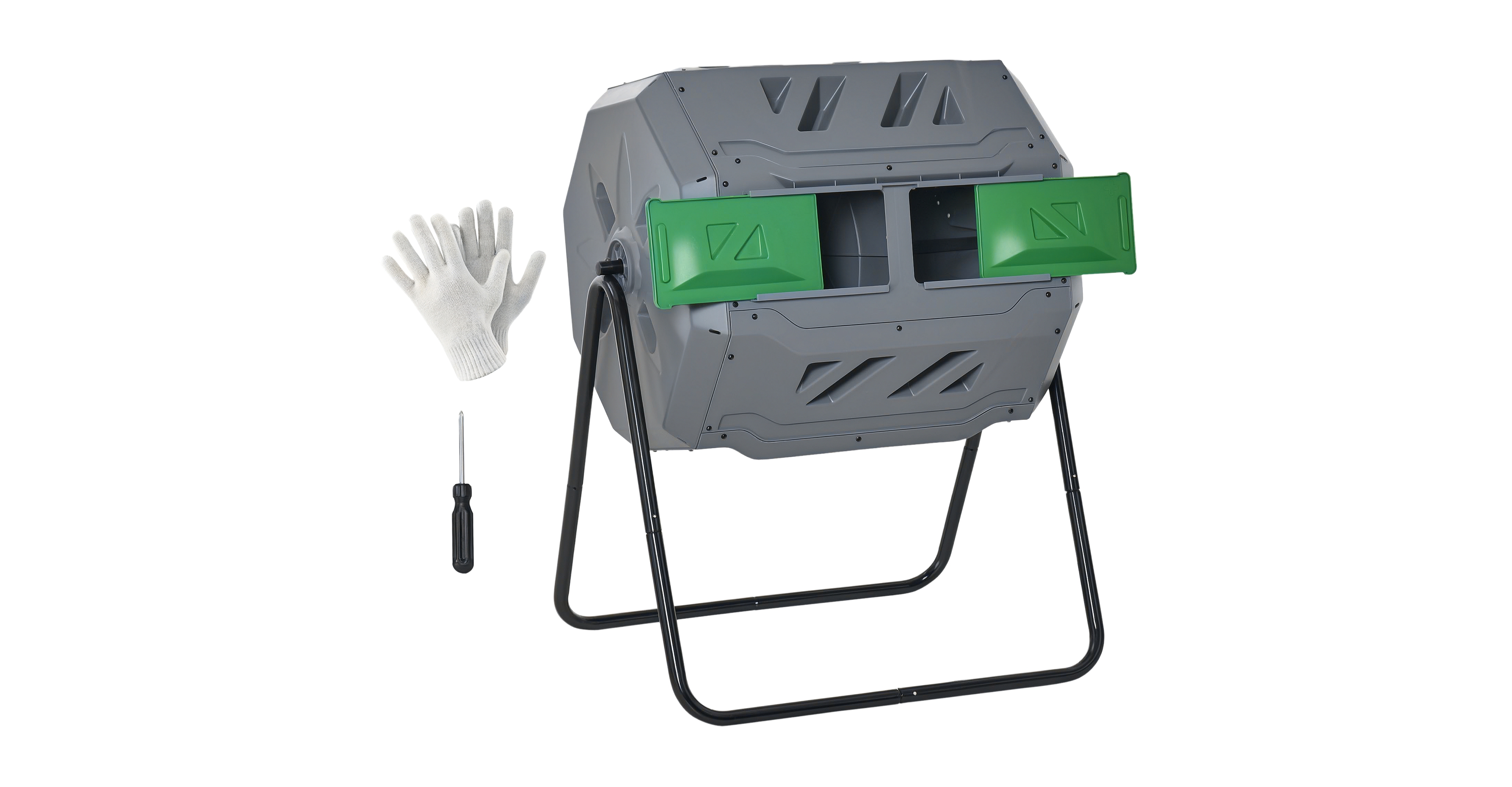 Outsunny Tumbling Compost Bin Outdoor 360°, Light
