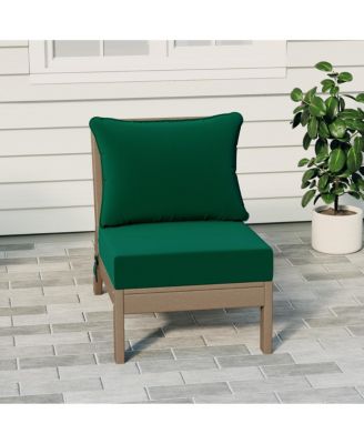 Outdoor HDPE Deep Seating Modular Armless Patio Weathered Wood Chair with Cushions
