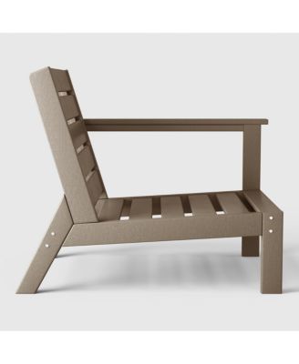 Outdoor Patio HDPE Right Arm Facing Sectional Weathered Wood Corner Club Chair with Patio Cushions