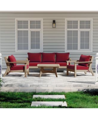Outdoor 6-Piece Weathered Wood Modular Sectional Patio Furniture Sofa Set