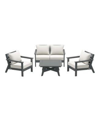 Outdoor 5-Piece Gray Modular Sectional Patio Furniture Sofa Set