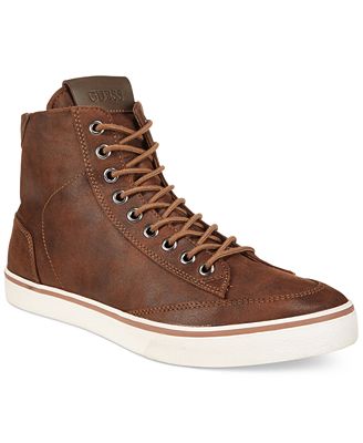 GUESS Men's Malden 2 Cognac High-Top Sneakers - All Men's Shoes - Men ...