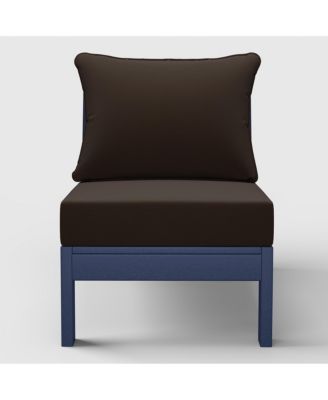 Outdoor HDPE Deep Seating Modular Armless Patio Blue Chair with Cushions