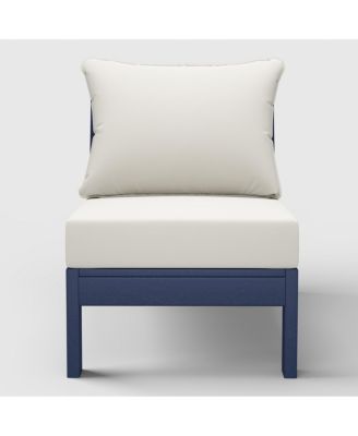 Outdoor HDPE Deep Seating Modular Armless Patio Blue Chair with Cushions